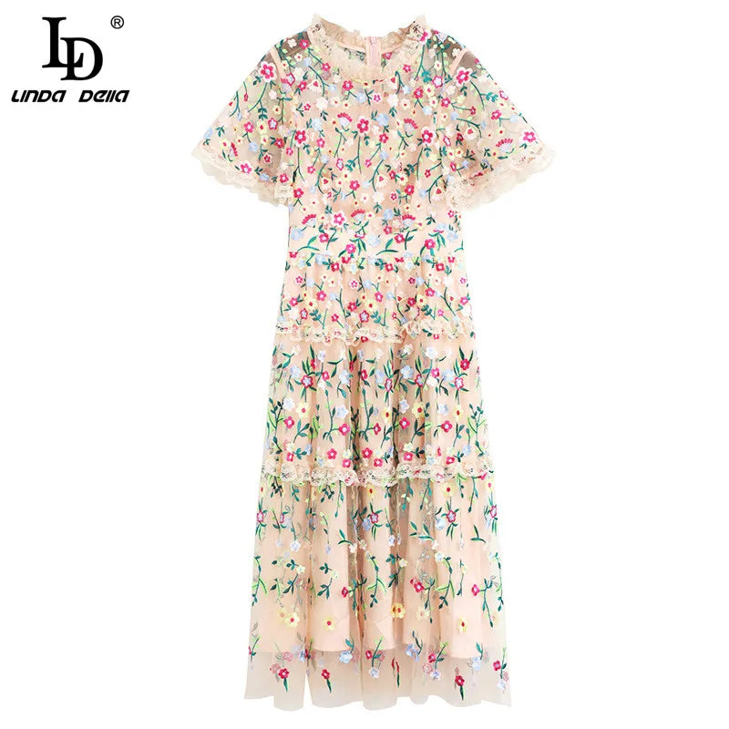 Flowers Embroidery Dress