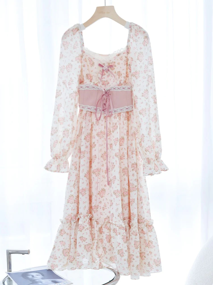 Pink Floral Elegant Dress