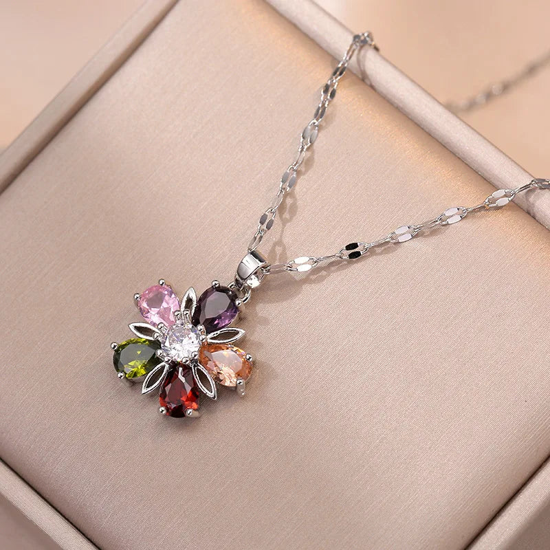 Rainbow Flower Bridal Jewelry Set