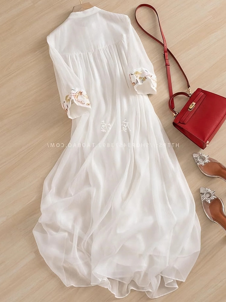 Ethereal  Embroidery Chiffon Dress