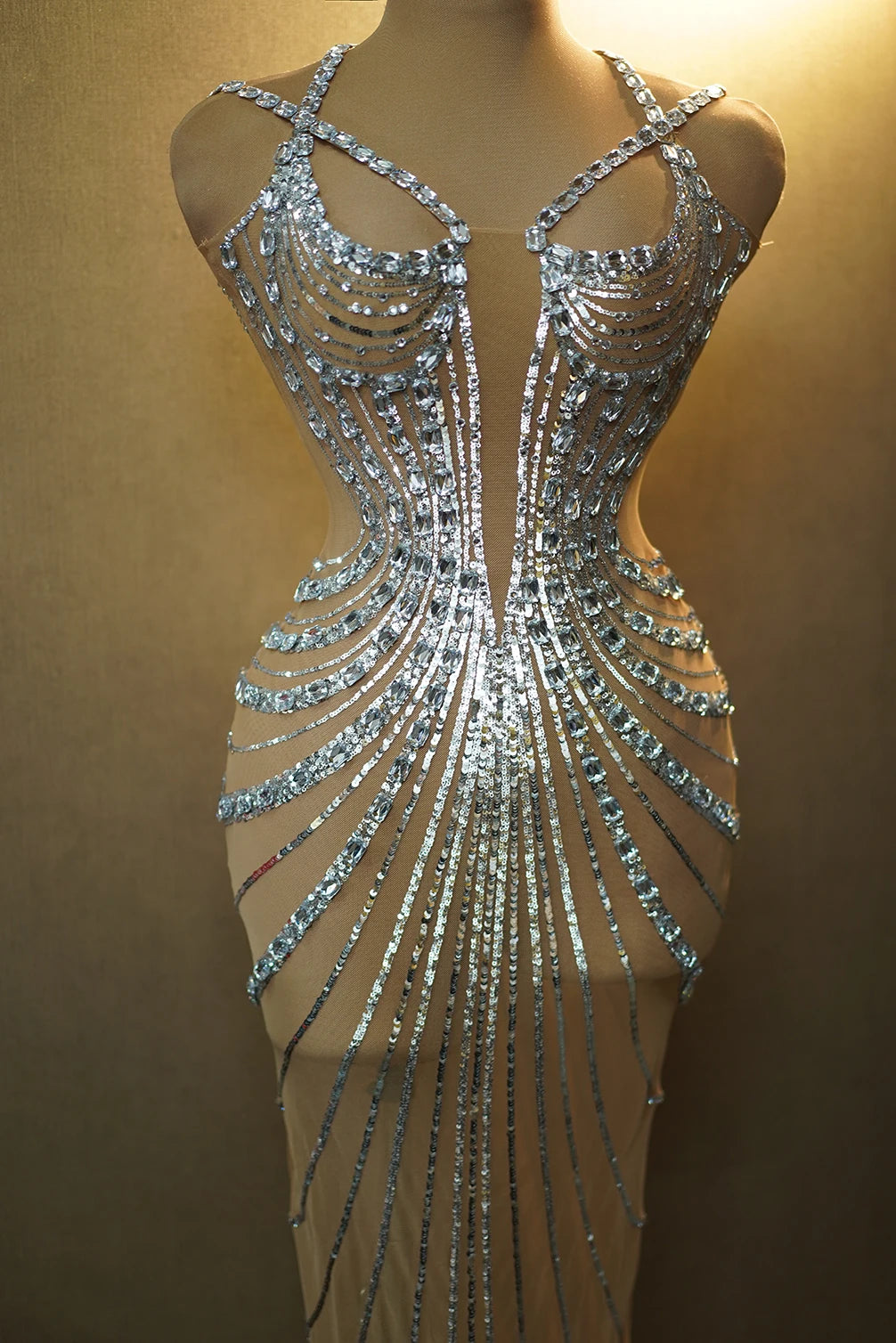 Transparent Diamond Mini Dress