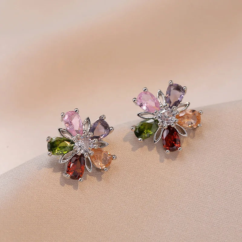 Rainbow Flower Bridal Jewelry Set