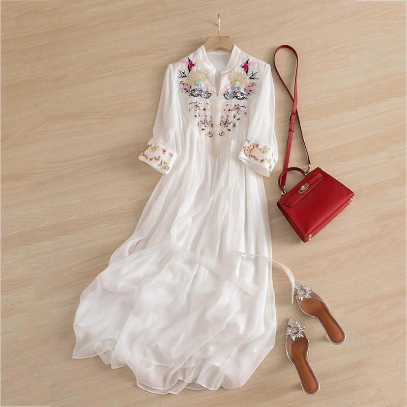 Ethereal  Embroidery Chiffon Dress