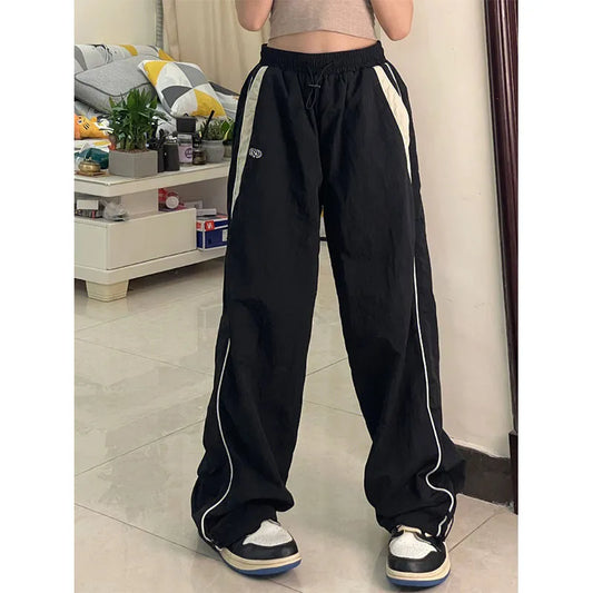 Retro Solid Loose Drawstring Joggers