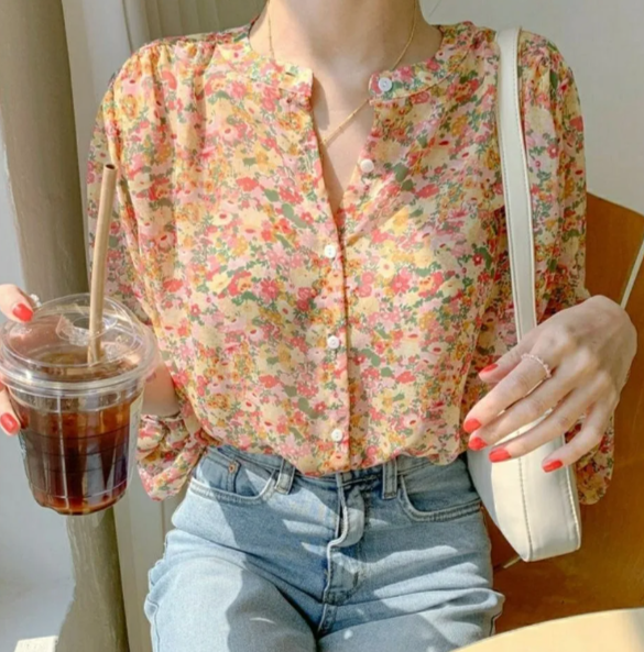 Women Elegant Print Chiffon shirt