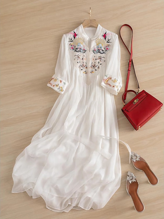 Ethereal  Embroidery Chiffon Dress