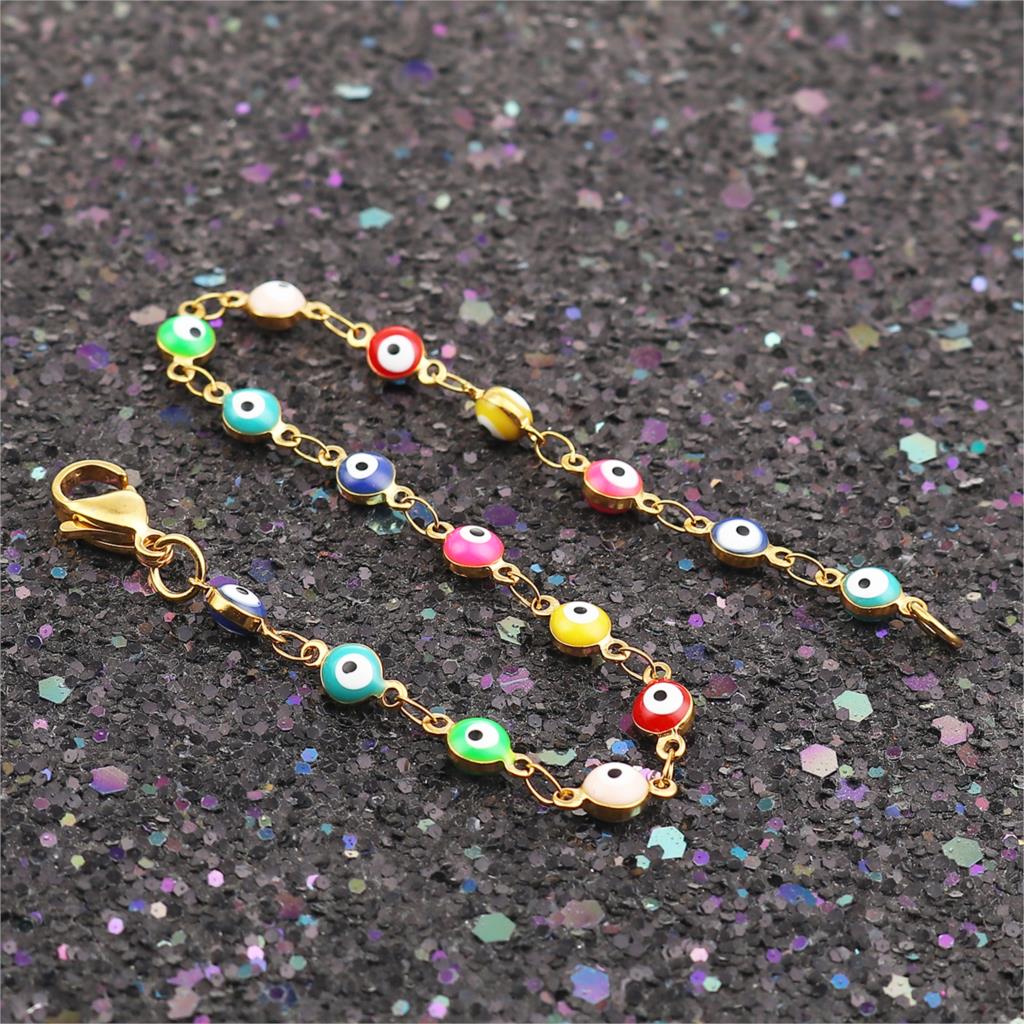 Multicolor Evil Eye Anklet